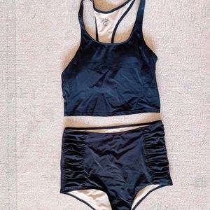 High waisted black 2 piece swimsuit